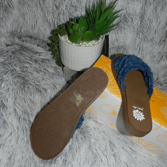 Yellowbox Women's Falses Blue Denim Cross Strap Slides BNIB🆕FAST😮‍💨⚡🚚 - Picture 5 of 12